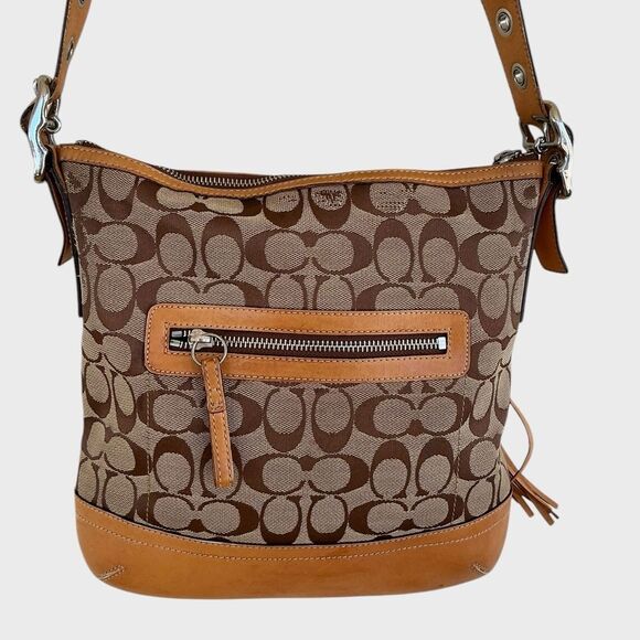 Coach Signature Leather Slim Crossbody Shoulder Bag Vintage M04K 9362 Khaki - Picture 3 of 16